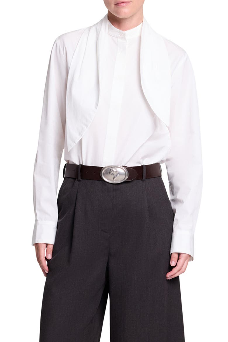 Cotton Tie Neck Shirt, Main, color, WHITE