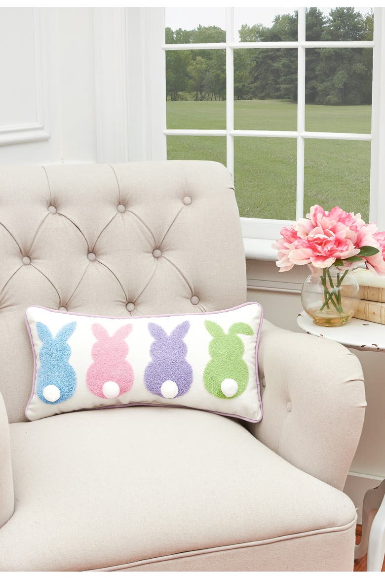 Easter Bunnies Tufted Tails Small Petite Mini Accent Pillow 10" x 20", Alternate, color, Pink