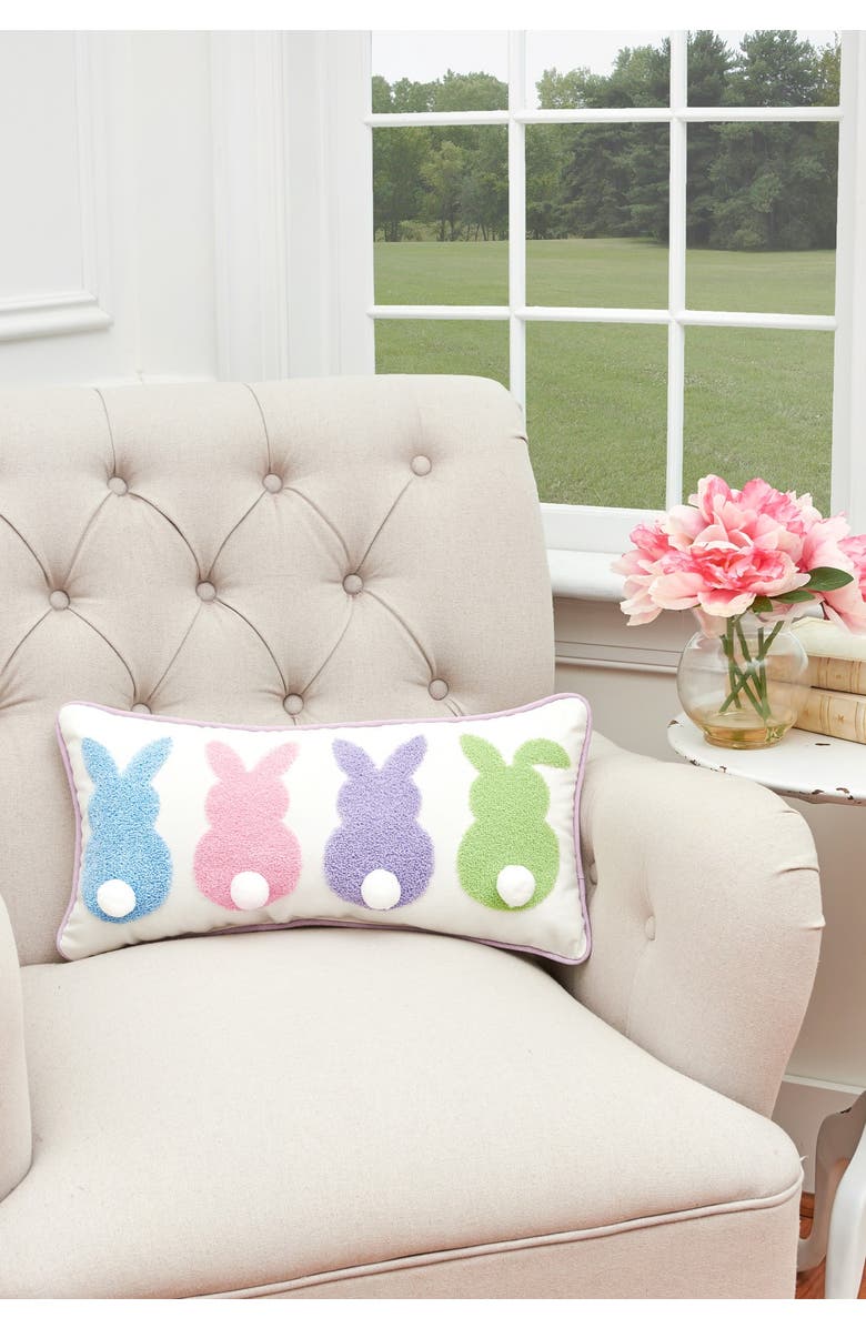 C&F Home Easter Bunnies Tufted Tails Small Petite Mini Accent Pillow 10" x 20", Alternate, color, Pink