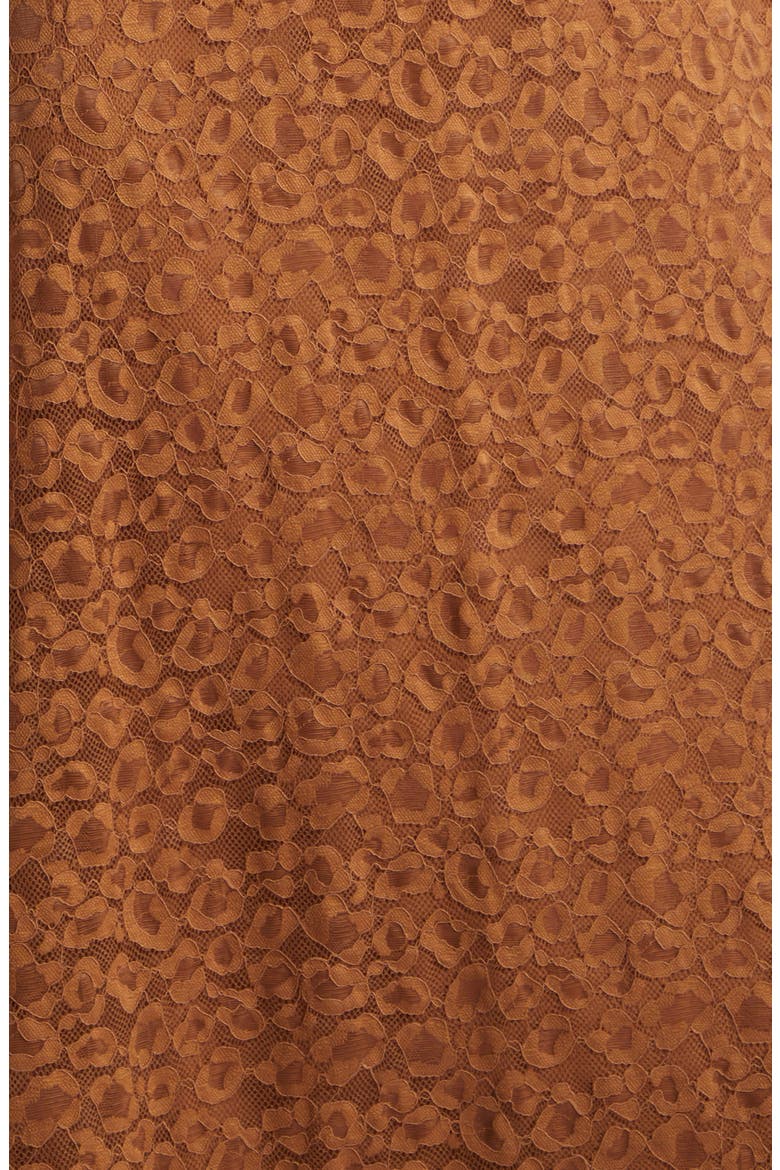 Tesoro Mock Neck Lace Midi Dress, Alternate, color, TOBACCO BROWN