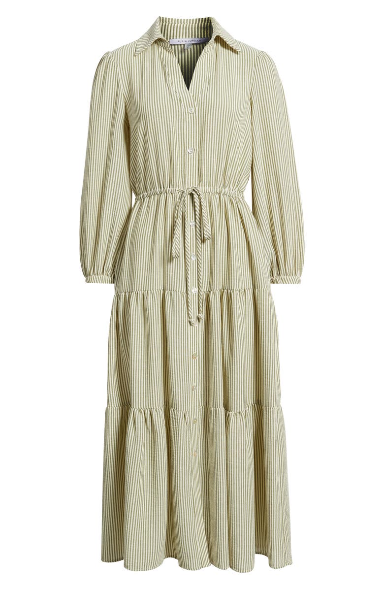 Julia Jordan Stripe Bracelet Sleeve Button-Up Shirtdress, Alternate, color, Ivory Multi