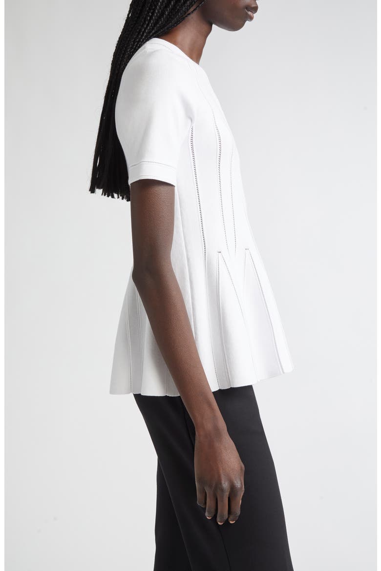 Epoche Short Sleeve Peplum Sweater, Alternate, color, WHITE