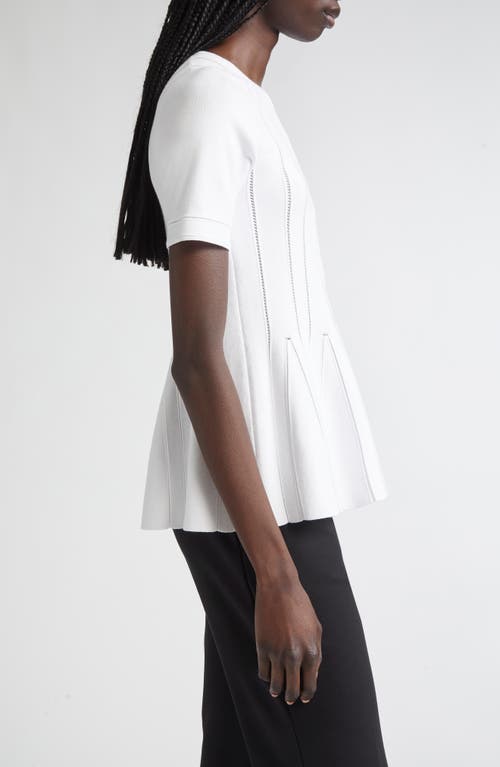 Max Mara Epoche Short Sleeve Peplum Sweater In White