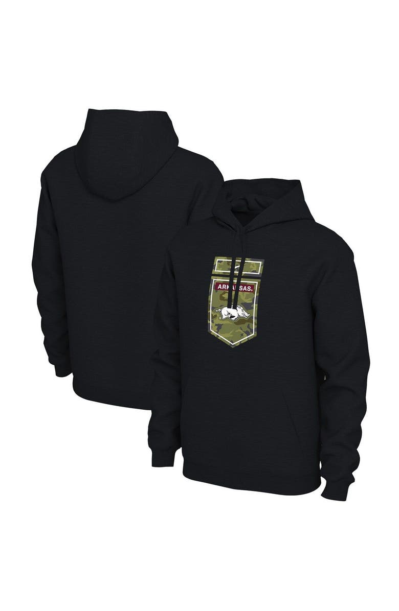Nike Men's Nike Black Arkansas Razorbacks Veterans Camo Pullover Hoodie, Main, color, 