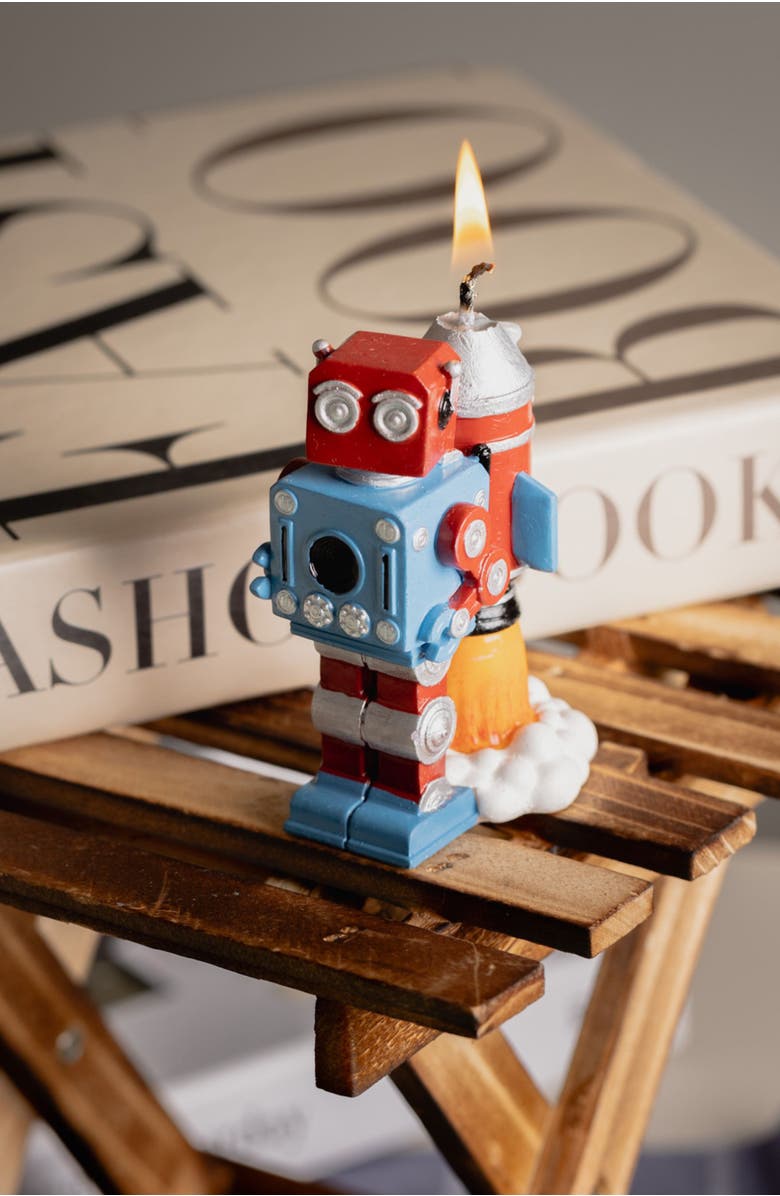 Southlake gifts Vintage Robot Rocket Candle, Alternate, color, Red / Blue / Silver