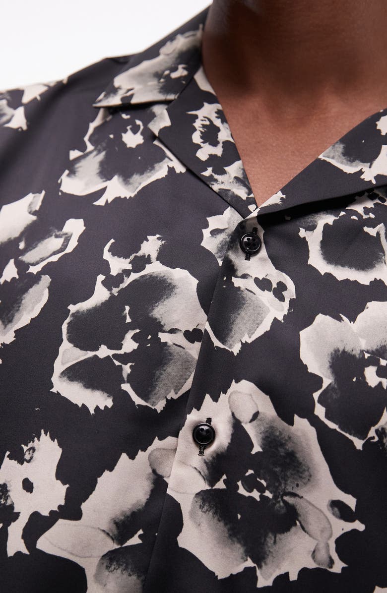 Topman Floral Satin Camp Shirt, Alternate, color,
