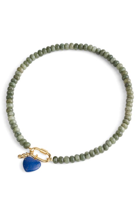 Semiprecious Bead Carabiner Charm Necklace