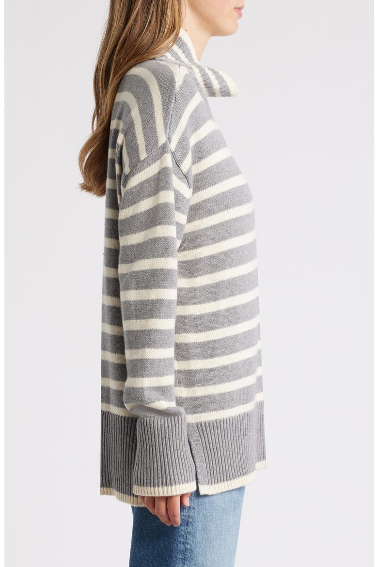 Cotton Blend Turtleneck Sweater, Alternate, color, MHG STRIPE