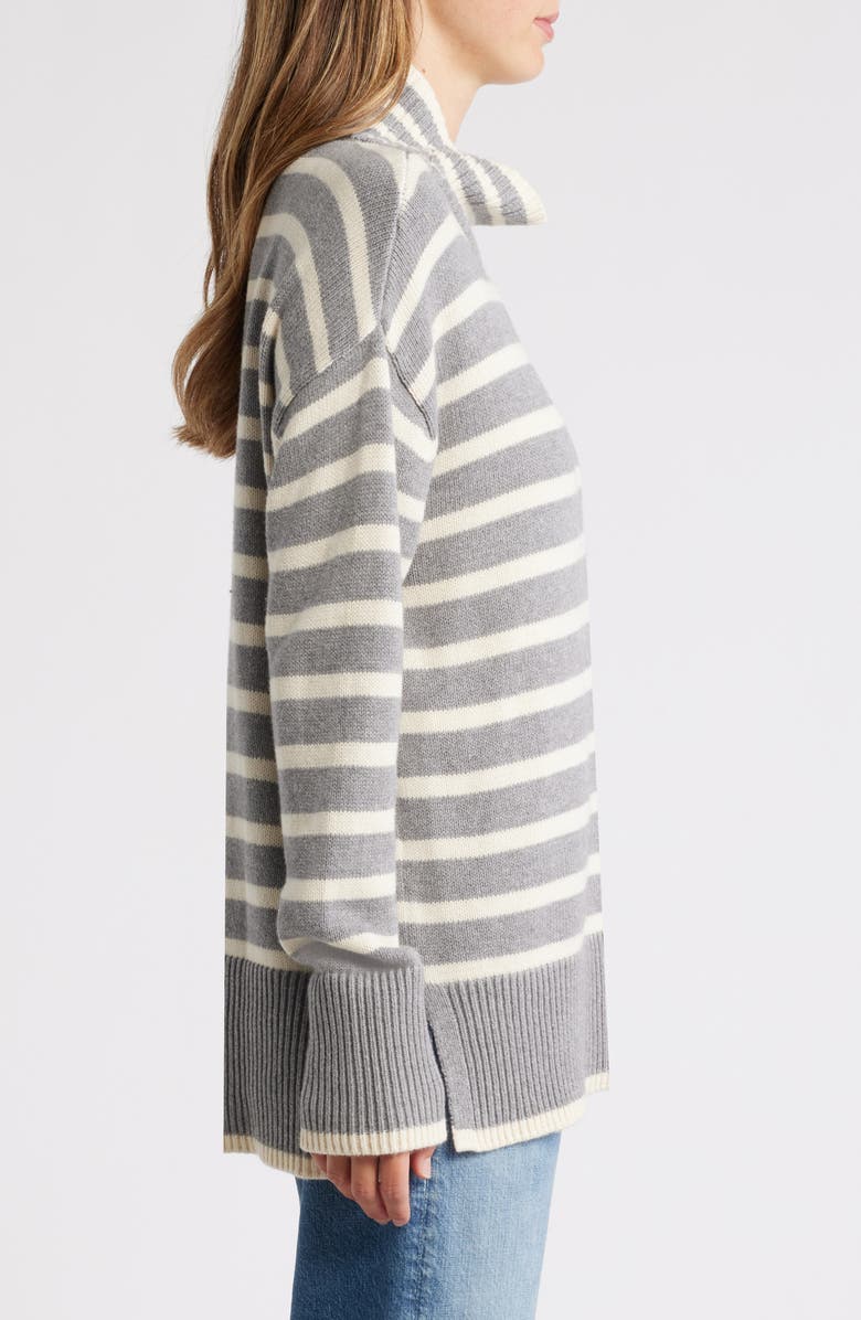 Lucky Brand Cotton Blend Turtleneck Sweater, Alternate, color, Mhg Stripe
