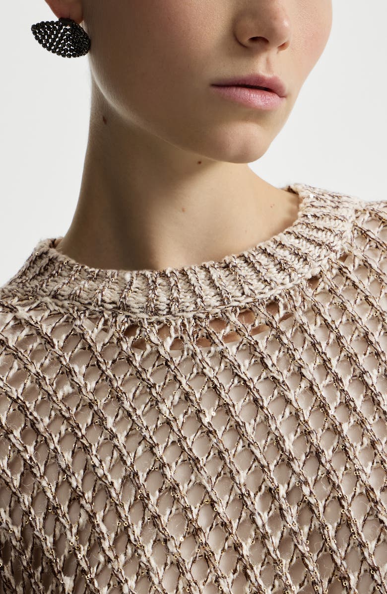 Brunello Cucinelli Dazzling chiné net dress, Alternate, color, Rope