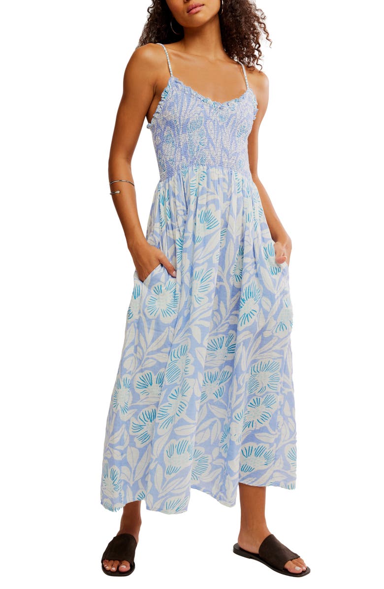 Free People Sweet Nothings Floral Print Sleeveless Maxi Sundress, Main, color, Blue Vista Combo