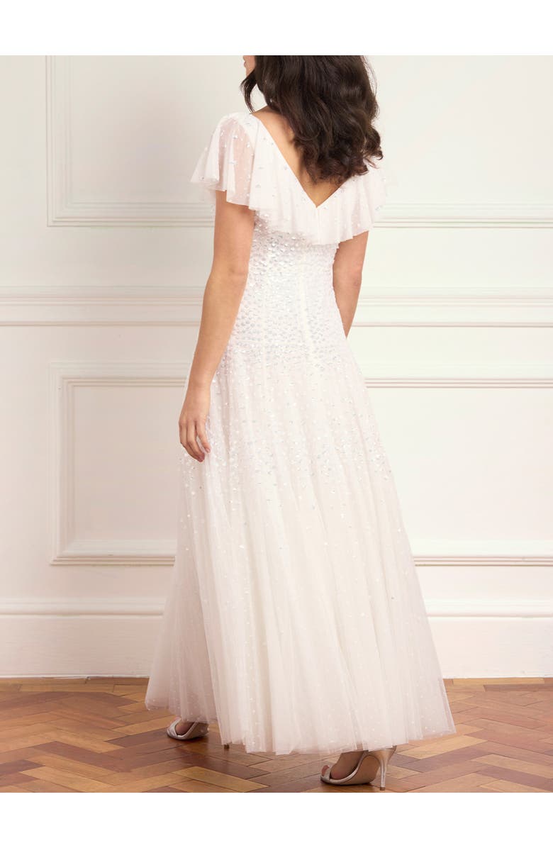 Needle & Thread Sunrise Sequin V-neck Ankle Gown, Alternate, color, Swan White