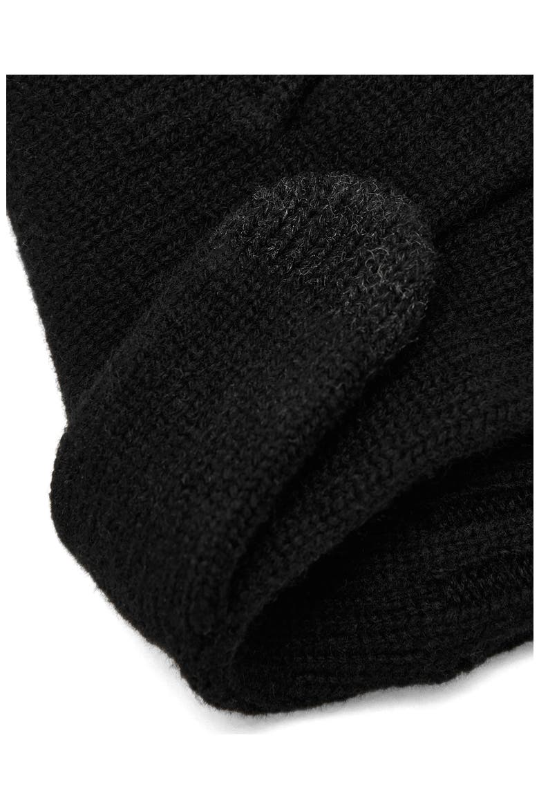 Two-Tone Knit Gloves, Alternate, color, BLACK