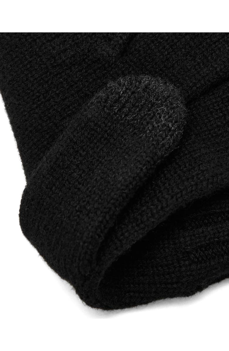 MANGO Two-Tone Knit Gloves, Alternate, color, Black