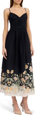 En Saison Iris Belted Floral Print Maxi Dress