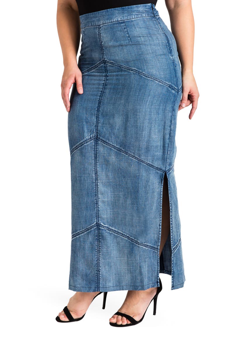 Paulina Maxi Pencil Skirt, Main, color, DARK BLUE