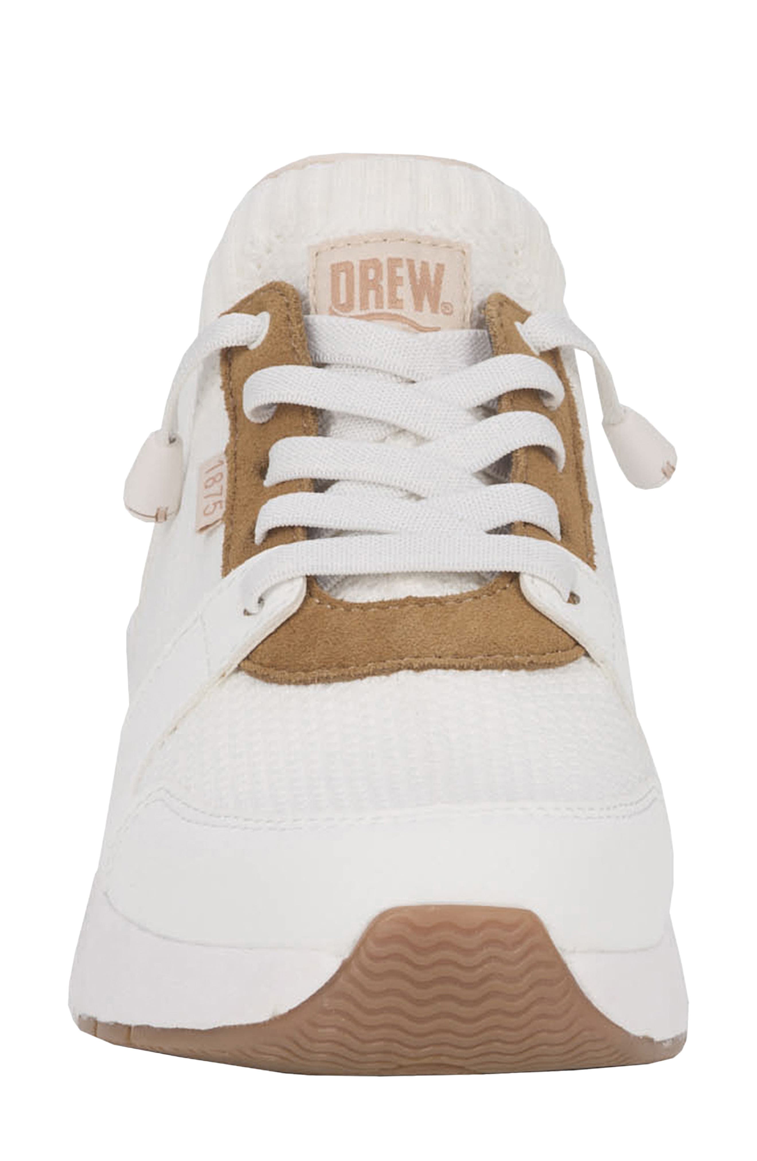 DREW Bobbie Lace-up Sneaker, Alternate, color, White Suede Combo