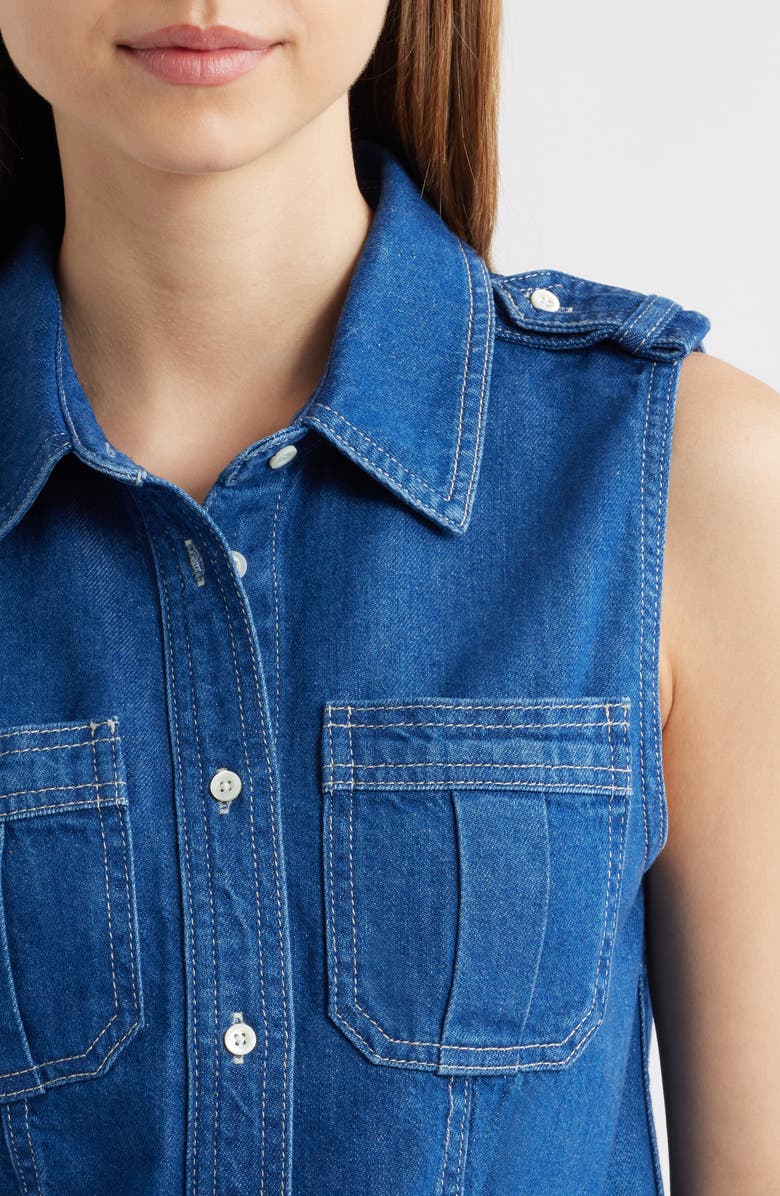 FRAME The Major Sleeveless Denim Shirt, Alternate, color, Regulation