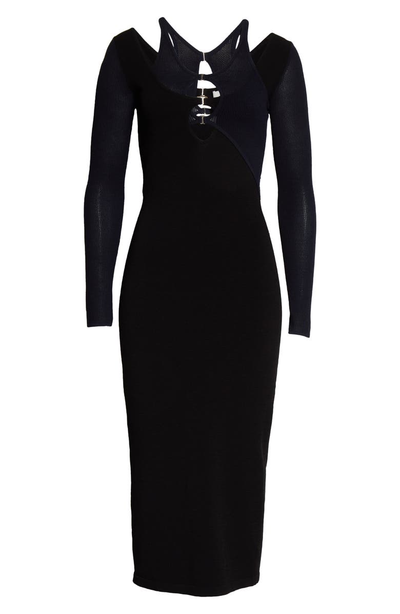 Dion Lee E-Hook Overlay Long Sleeve Midi Dress, Alternate, color,