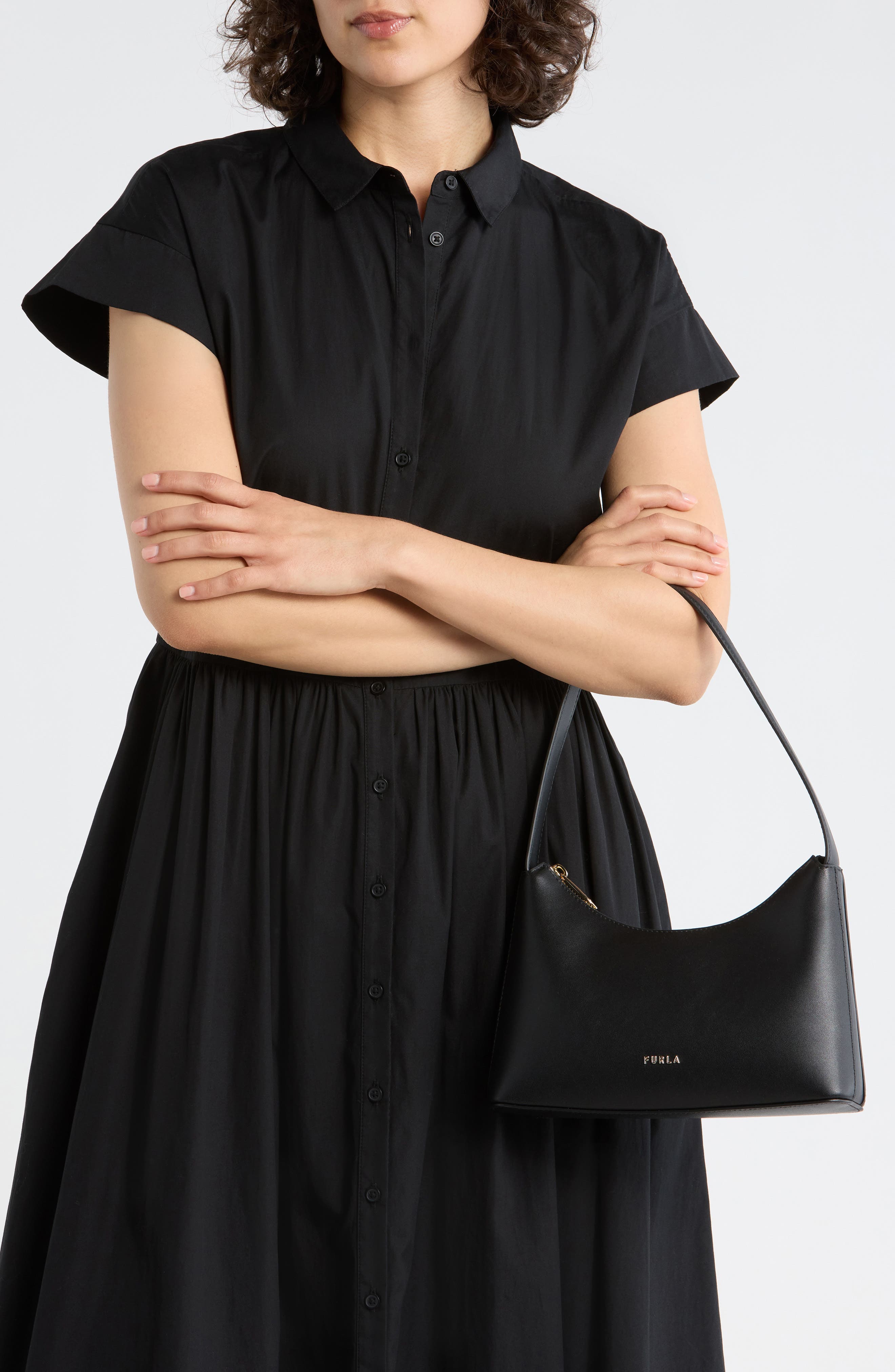 Furla Elara Mini Shoulder Bag, Alternate, color, Nero