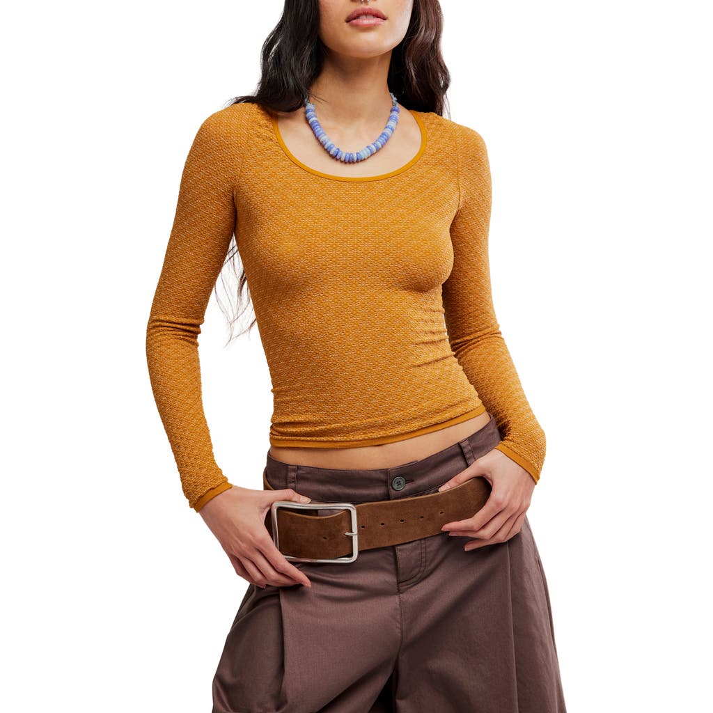 Free People Love Letter Long Sleeve Top In Yellow