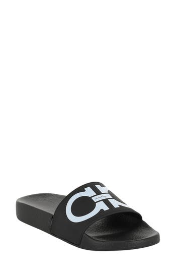 Ferragamo Groovy Gancini Slide Sandal In Black