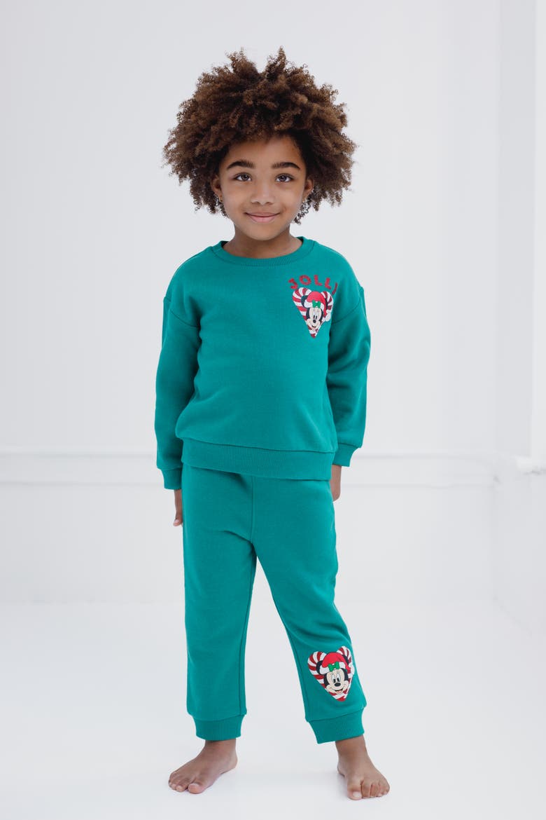 Minnie Mouse Holiday 2-Piece Sweatshirt and Joggers Set, Alternate, color, Green Minnie Mouse