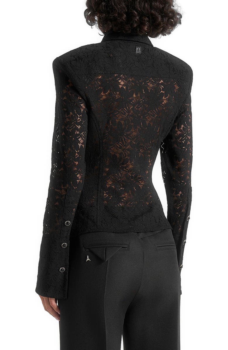 Manière De Voir Sila Wide Shoulder Lace Angled Shirt, Alternate, color, Black