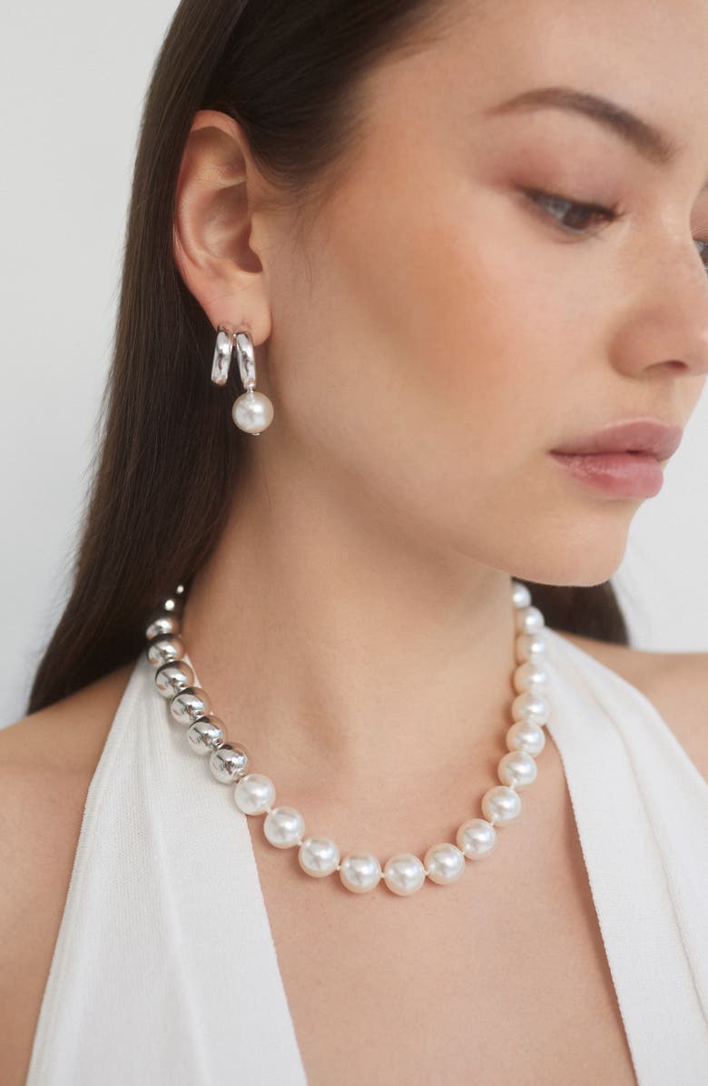 Nadri Farrah Beaded Necklace, Alternate, color, Rhodium