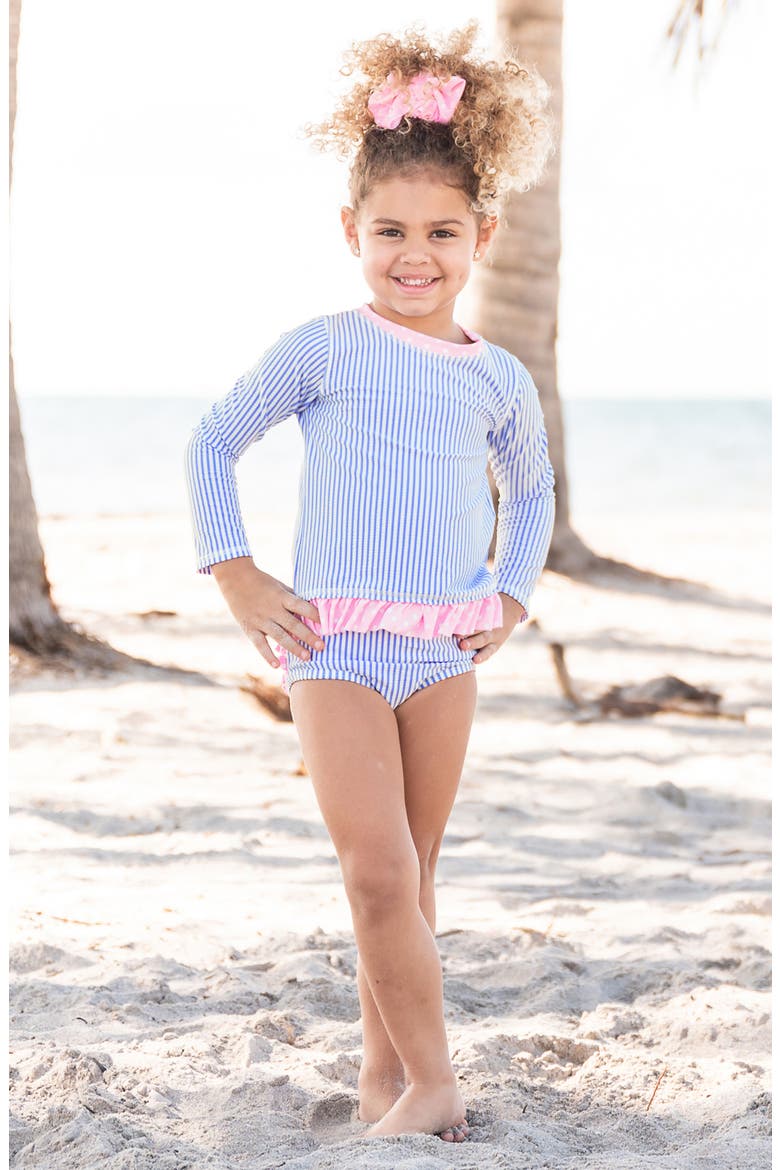 Kids' Two-Piece Seersucker Swimsuit, Alternate, color, BLUE