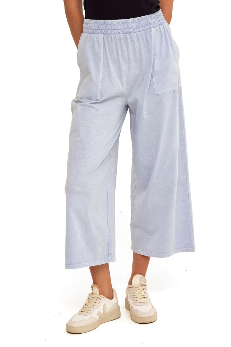 Alva Mineral Wash Pull-On Wide Leg Capri Pants, Main, color, HIGH TIDE