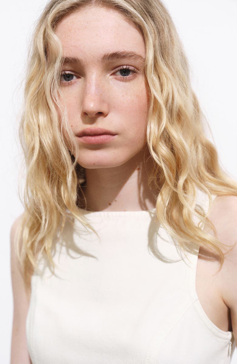 MANGO Sleeveless Denim Minidress, Alternate, color, Off White