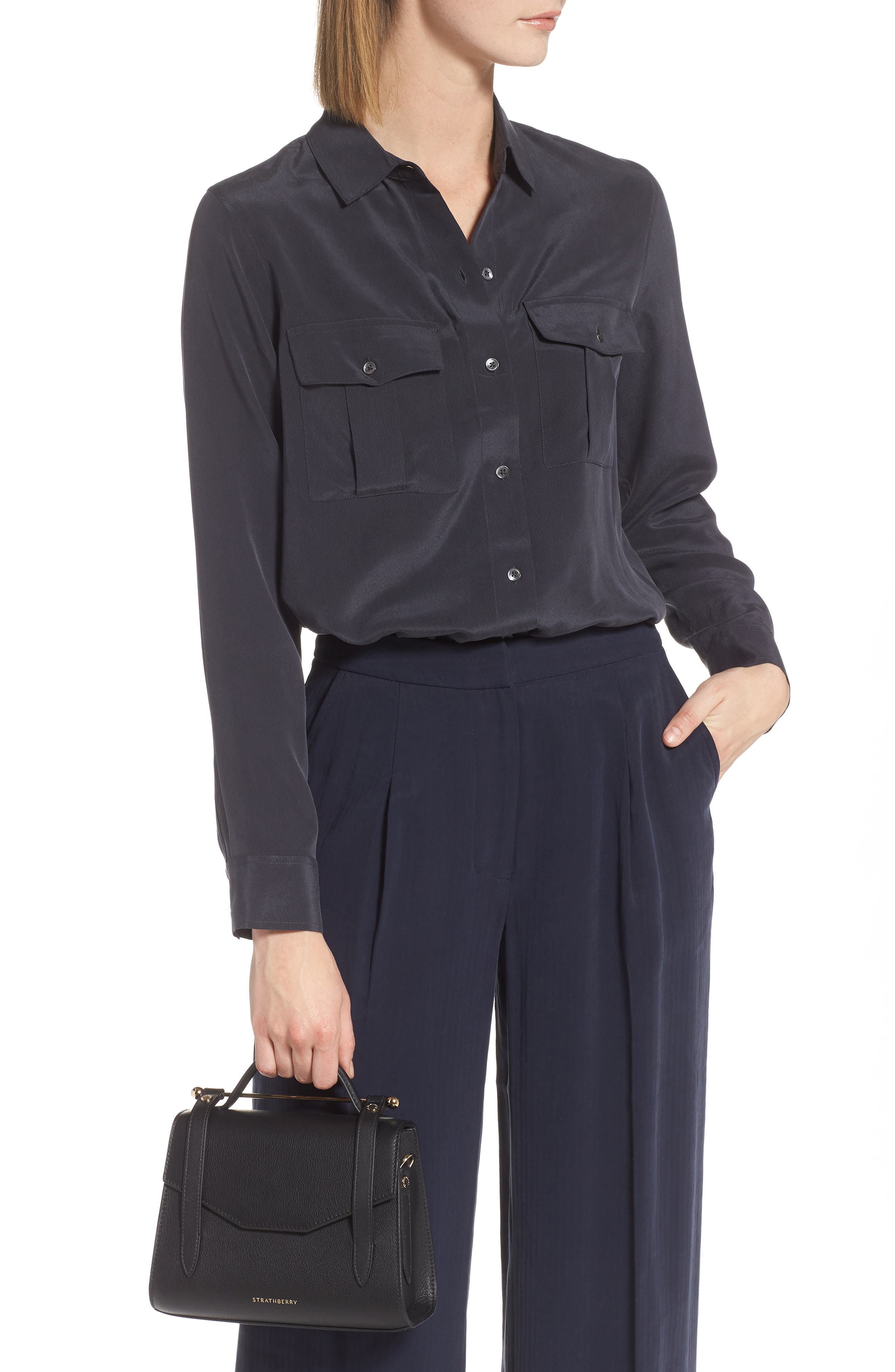 Strathberry Mini Allegro Calfskin Leather Tote, Alternate, color, 