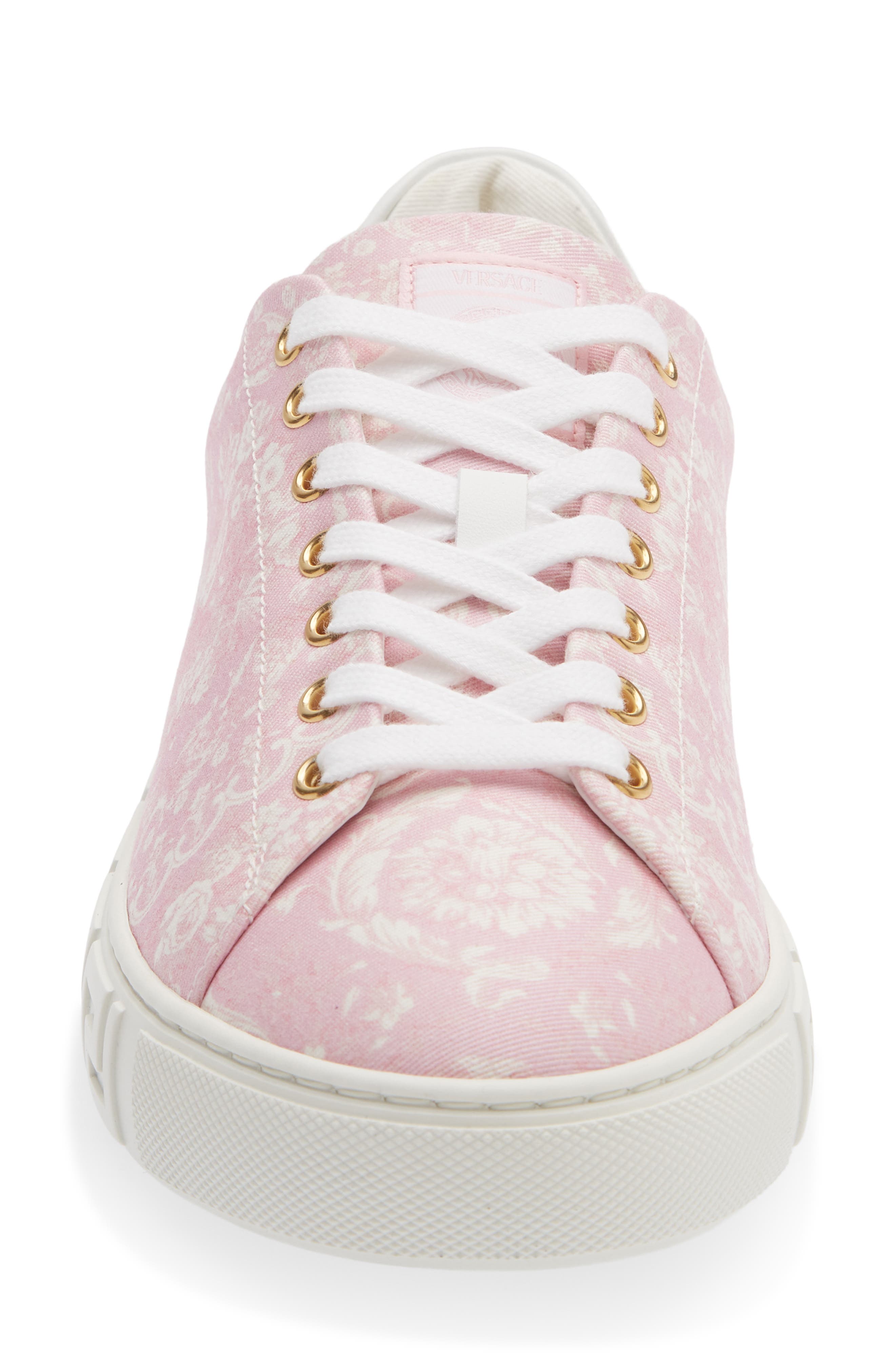 Versace Barocco Jacquard Greca Low Top Sneaker, Alternate, color, Pink Multicolor Oro