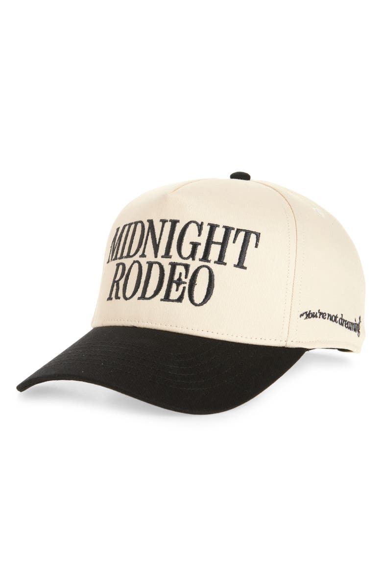MIDNIGHT RODEO Classic Logo Baseball Cap, Main, color, Antique White And Black