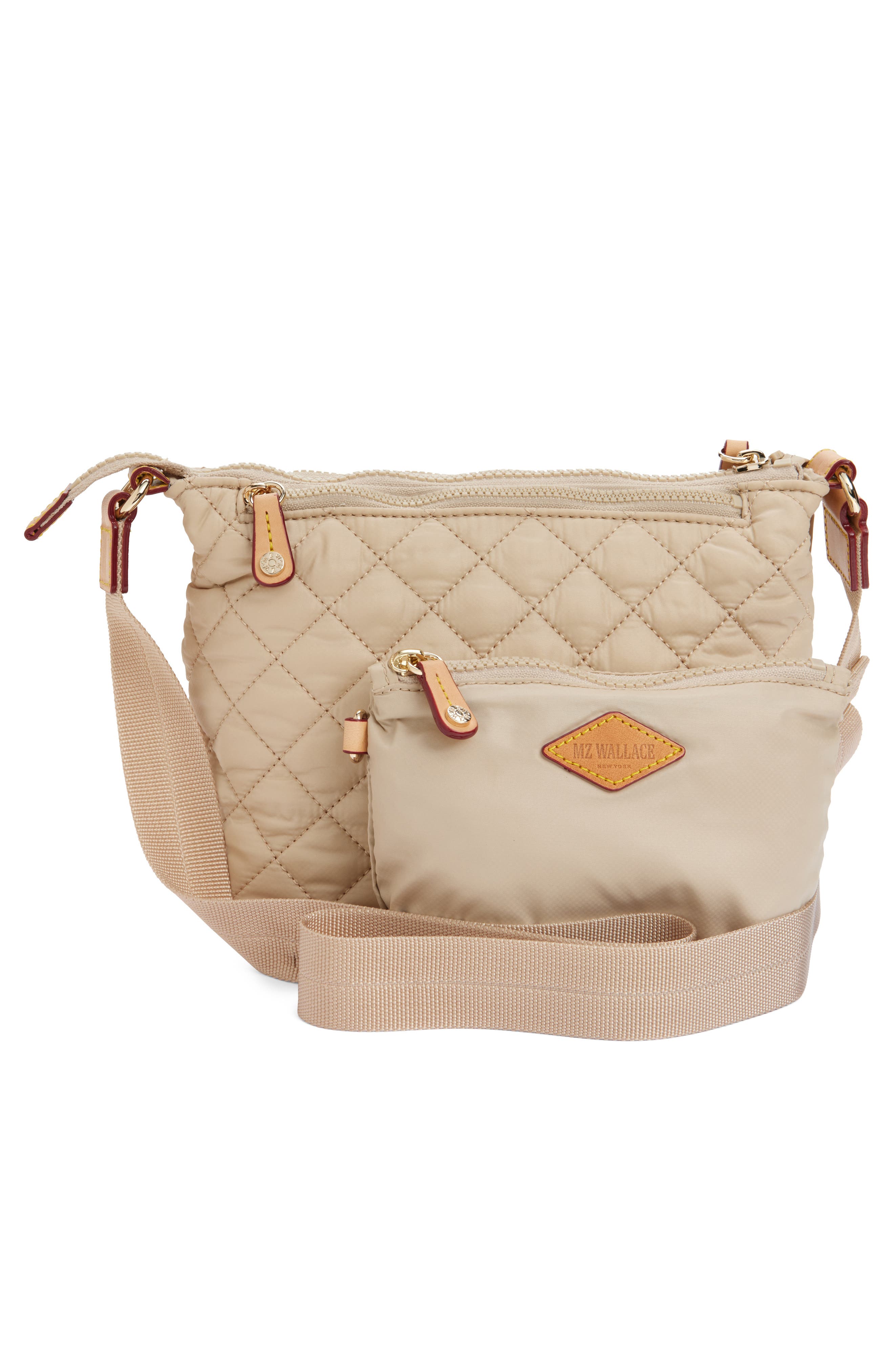 MZ Wallace Metro Scout Deluxe Quilted Nylon Crossbody Bag, Alternate, color, Buff
