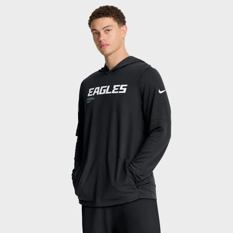 Men's Nike Black Philadelphia Eagles Sideline Pure Fury Performance Long Sleeve Hoodie T-Shirt