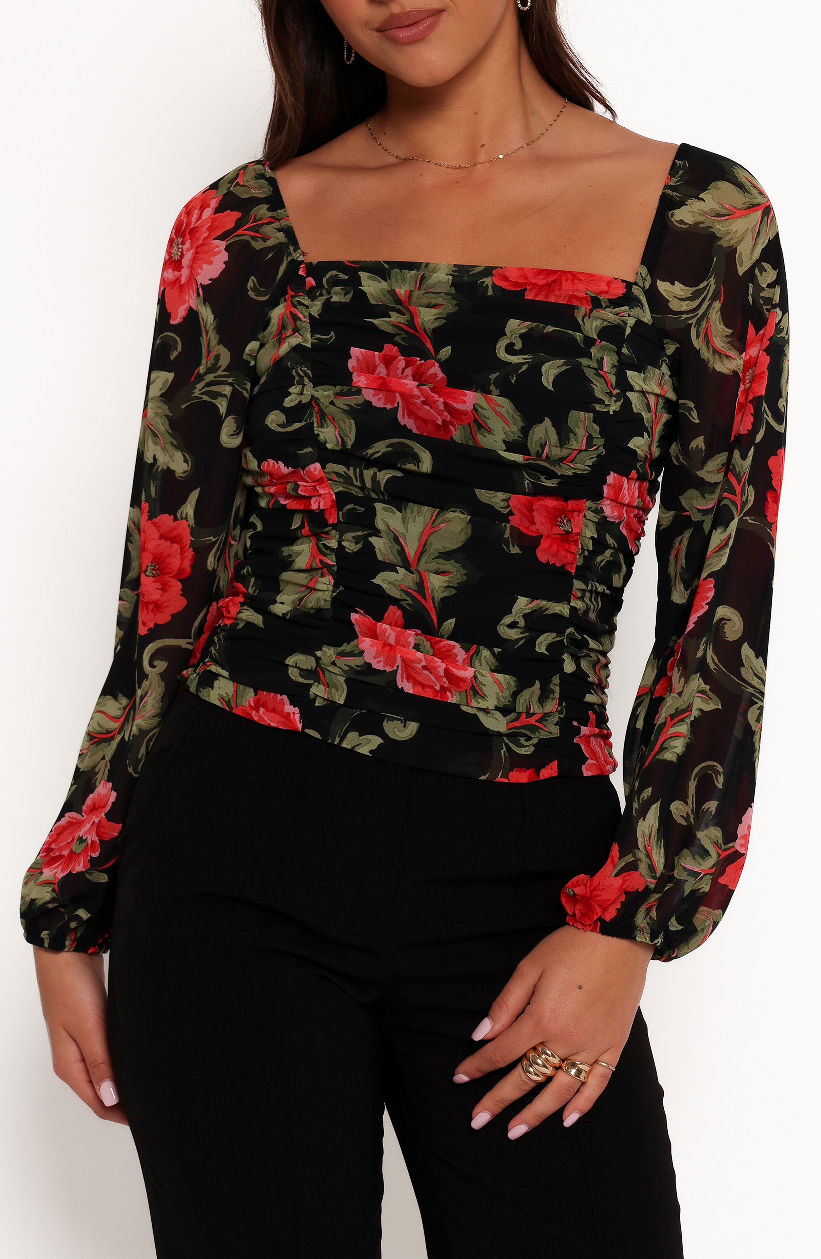 Petal & Pup Maia Floral Ruched Top