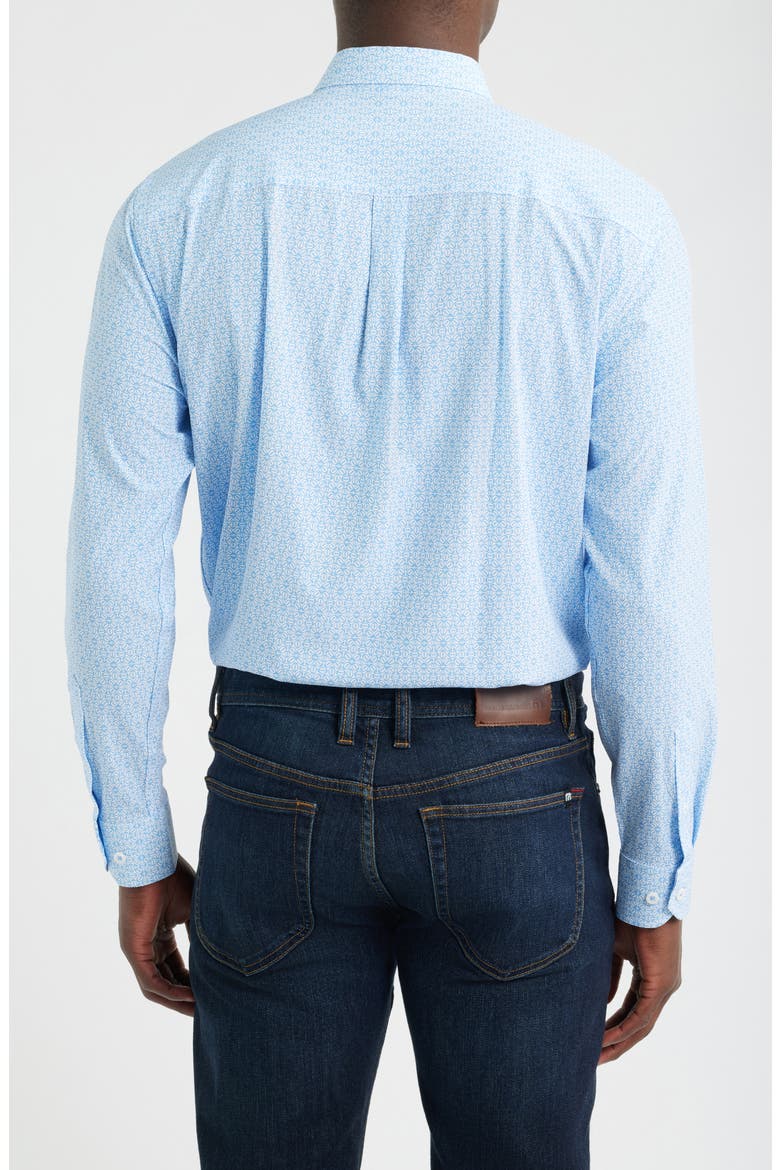 XC+™ Football Print Performance Button-Down Shirt, Alternate, color, LIGHT BLUE