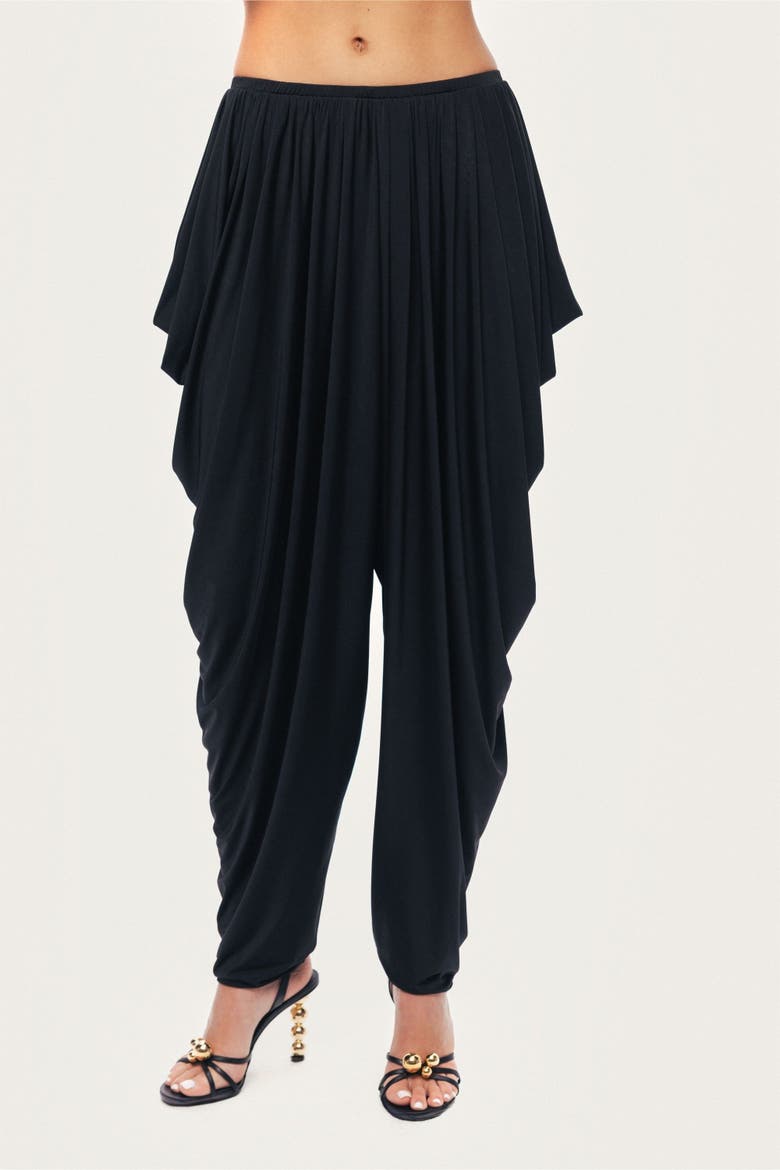 Draped Relaxed-Fit Pants, Main, color, Black