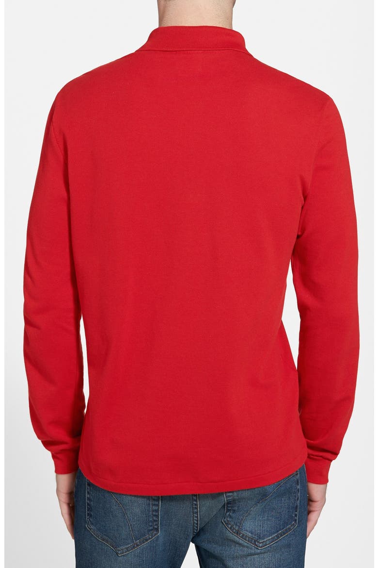 Regular Fit Long Sleeve Piqué Polo, Alternate, color, ROUGE