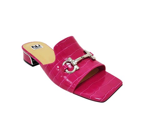 Open toes, metal trim heel slide