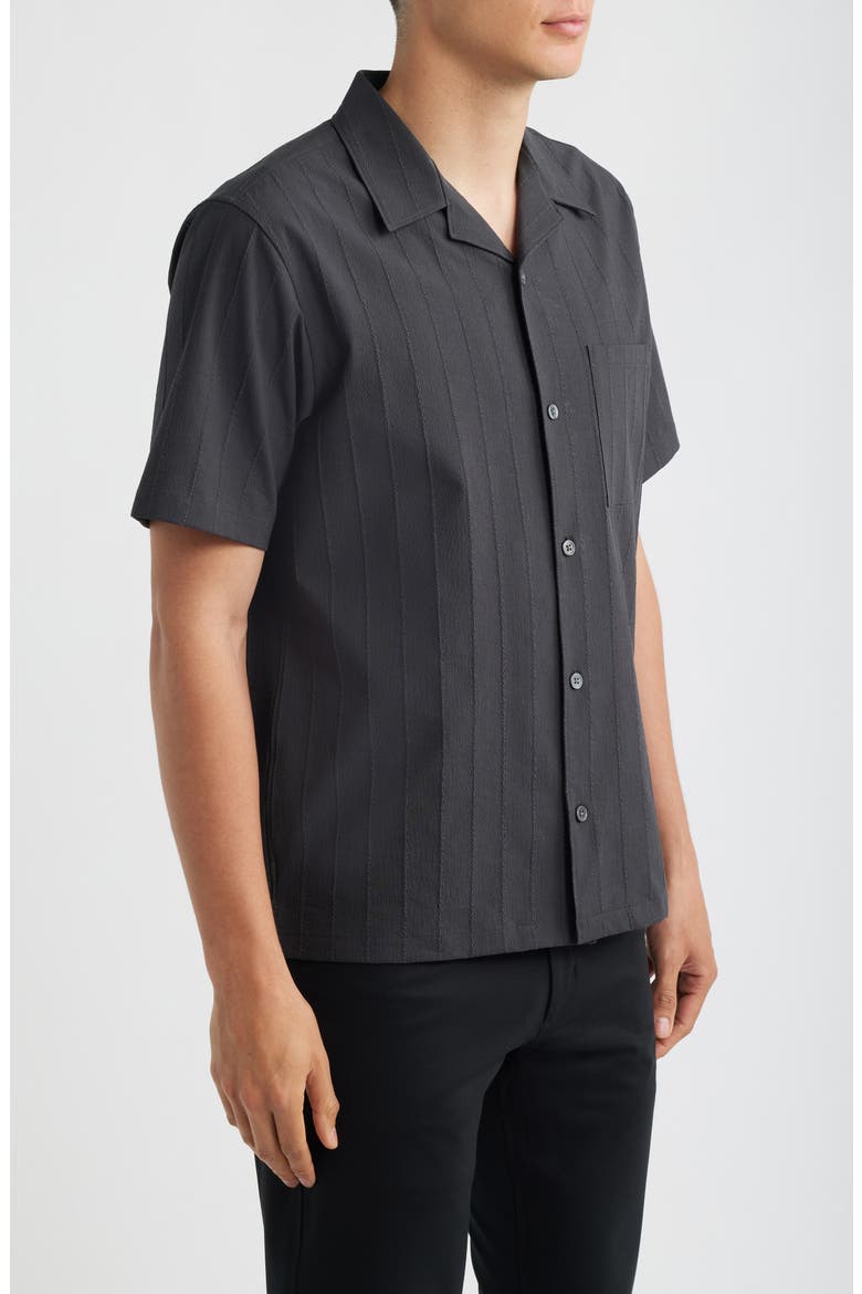 Stripe Camp Shirt, Alternate, color, BLACK/ PEWTER