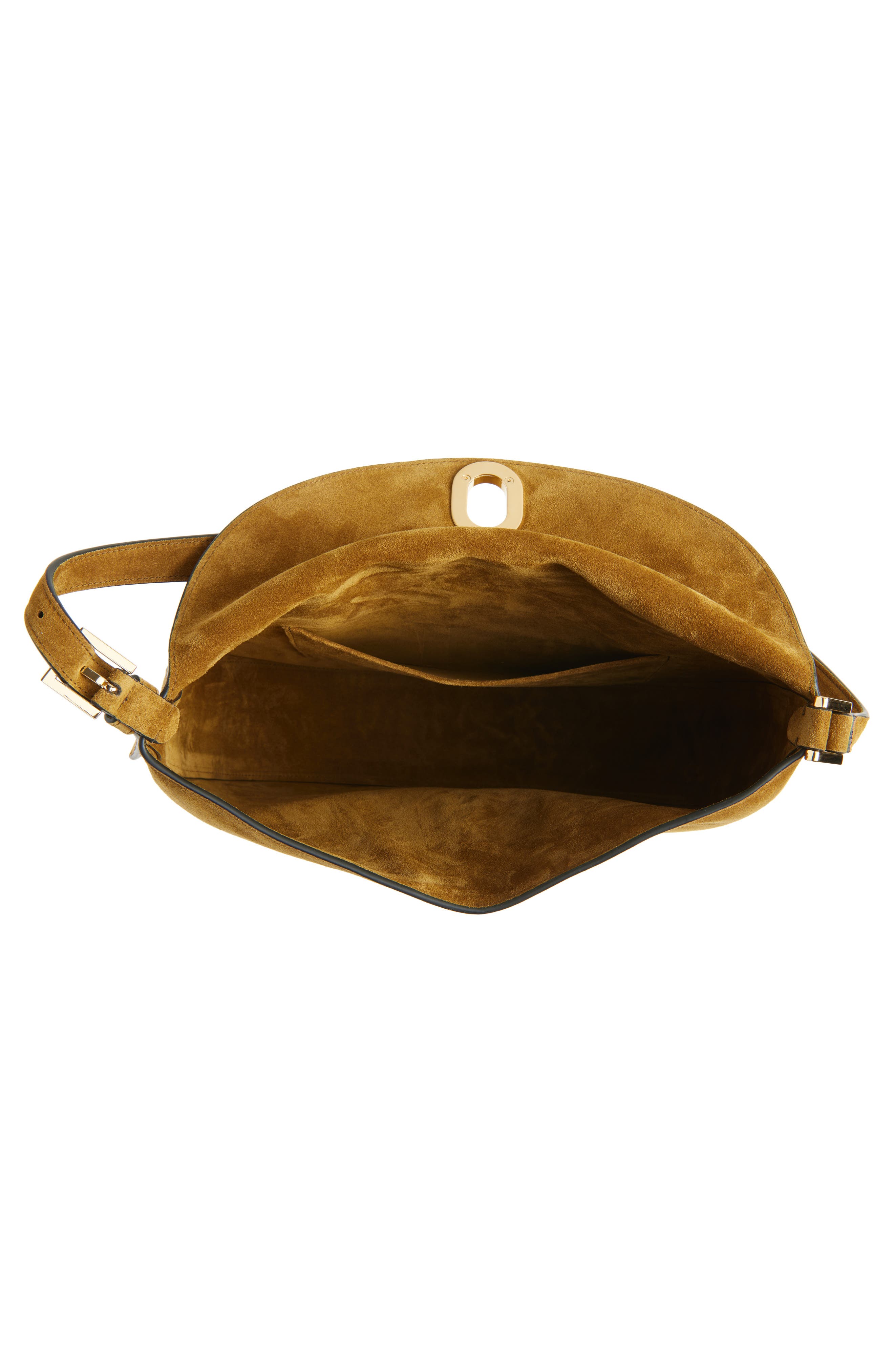 SAVETTE Large Tondo Suede Hobo Bag, Alternate, color, Sepia
