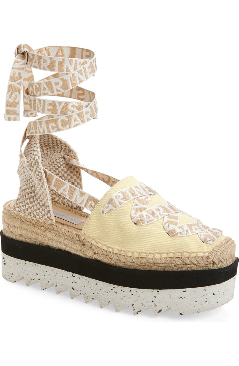 Stella McCartney Gaia Logo Strap Espadrille, Main, color, Banana