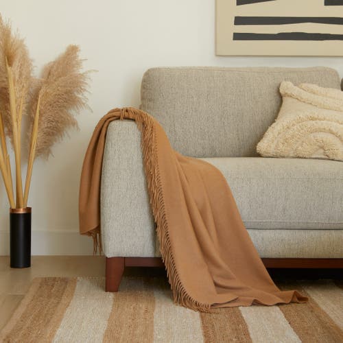 Shop Italic Remi Cashmere Throw Blanket In Heather Gray