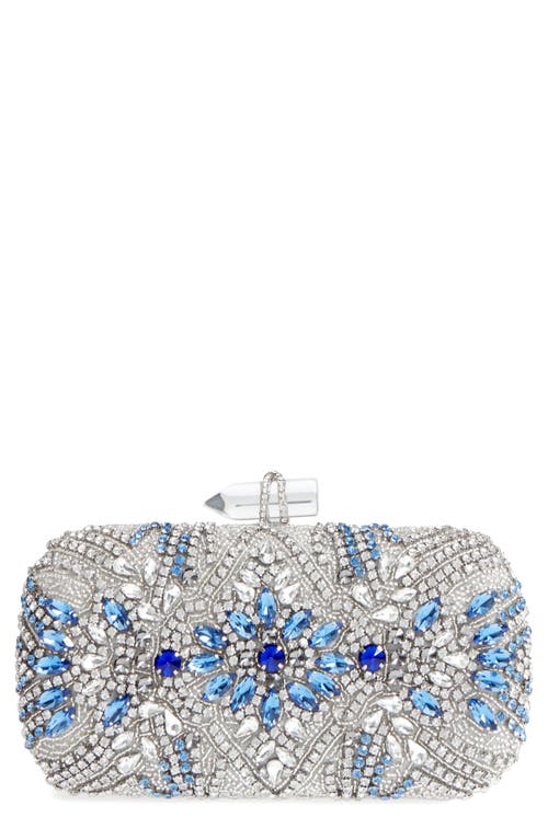 Nina Gelsey Crystal Embellished Minaudière in Silver Multi 
