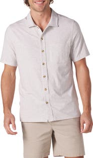 The Normal Brand Puremeso Solid Short Sleeve Knit Button-Up Shirt