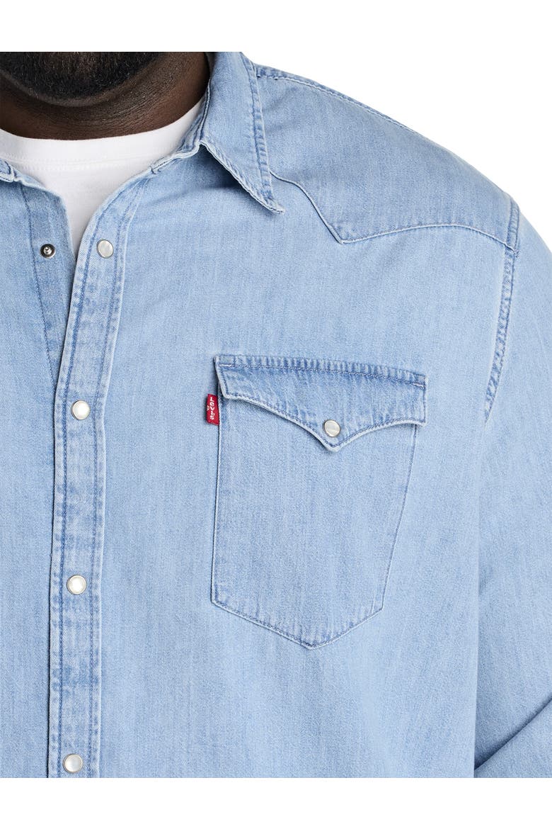 Big & Tall  Classic Denim Shirt, Alternate, color, STONEWASH