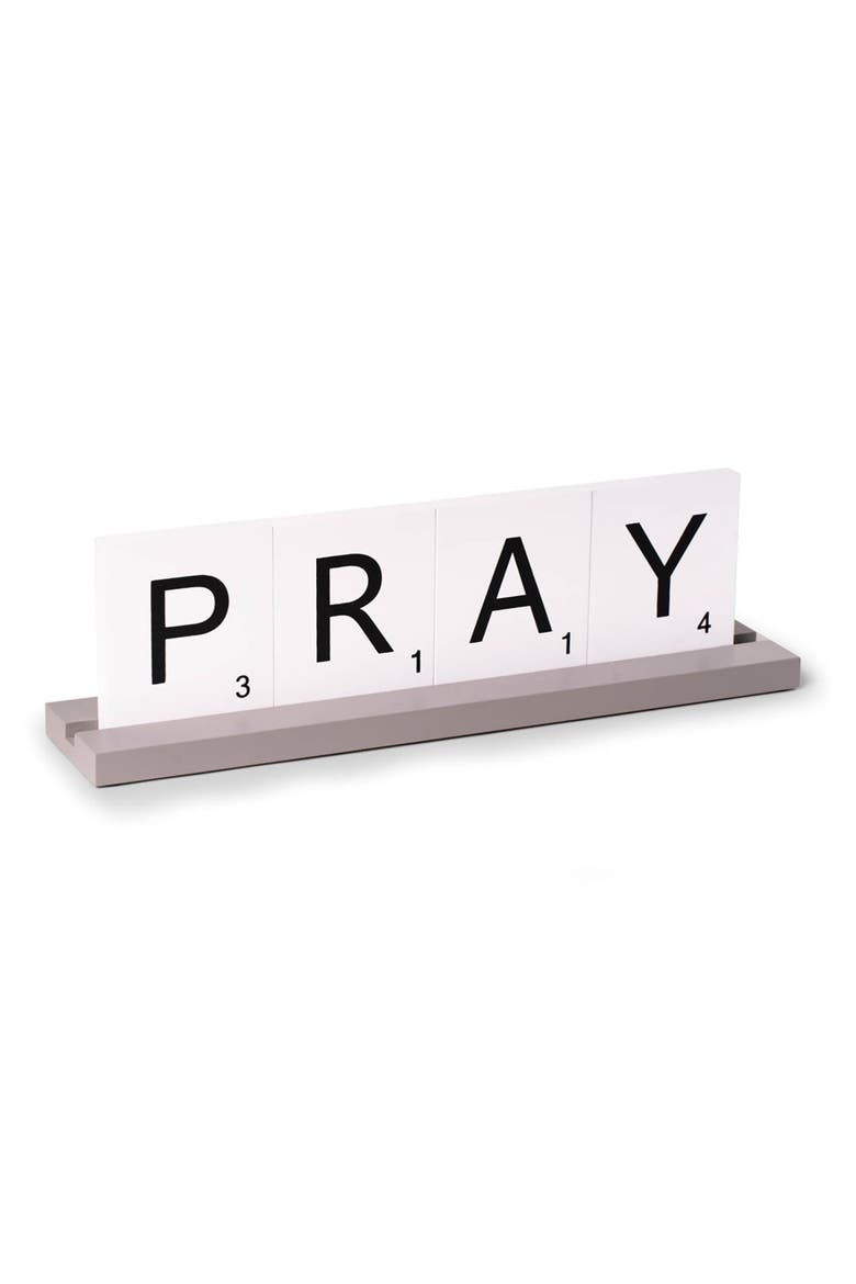 White 'Pray' Scrabble Letter Tile Sign, Main, color, MULTI